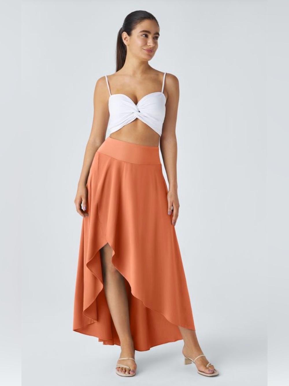 XS Halara Breezeful™ High Waisted High Low Ruffle 2-in-1 Flowy Casual Maxi skirt